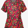 Butter-Soft Thanksgiving Morning Women's 2-Pocket Mock Wrap Print Scrub Top