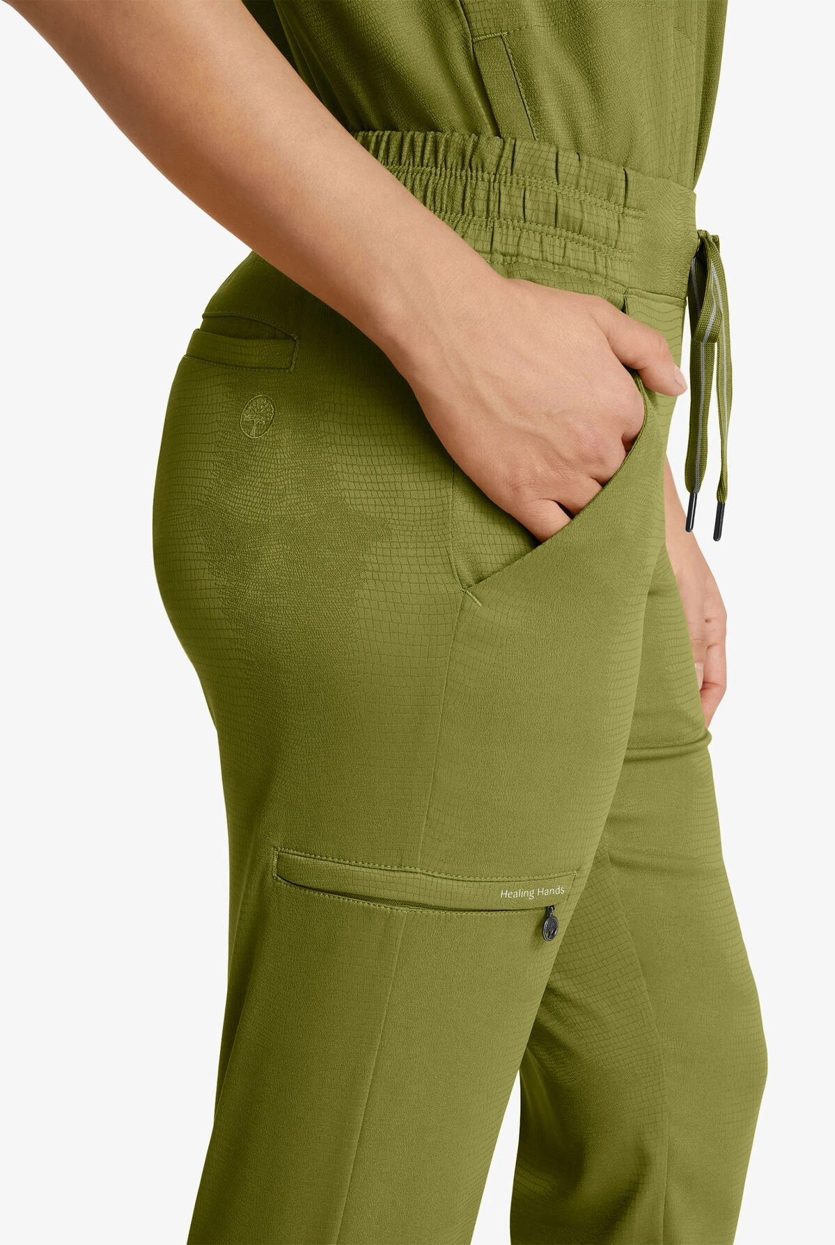 Healing Hands Limited Edition Tate Alligator Print Women's 5-Pocket STRETCH Jogger Scrub Pants 3 Healing Hands Limited Edition Tate Alligator Print Women's 5-Pocket STRETCH Jogger Scrub Pants - Image 3