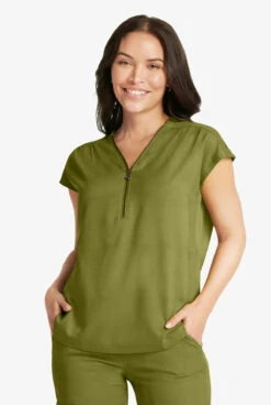 Healing Hands Limited Edition Kelly Alligator Print Women's 2-Pocket STRETCH Zipper Scrub Top 7 Healing Hands Limited Edition Kelly Alligator Print Women's 2-Pocket STRETCH Zipper Scrub Top -Uniform Store HE801 091923 CYGRE 4 S