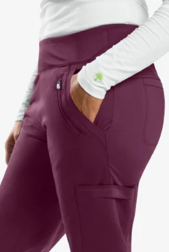 Healing Hands Purple Label Tyra Women's 8-Pocket STRETCH Slim Yoga Scrub Pants -Uniform Store HE9134 WINE 5