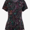 Heartsoul Celestial Rainbow Floral Women's 2-Pocket STRETCH V-Neck Print Scrub Top