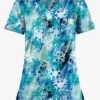 UA Butter-Soft Stretch Big City Flurry Bright Teal Women's 1-Pocket V-Neck Tuck-In Printed Scrub Top