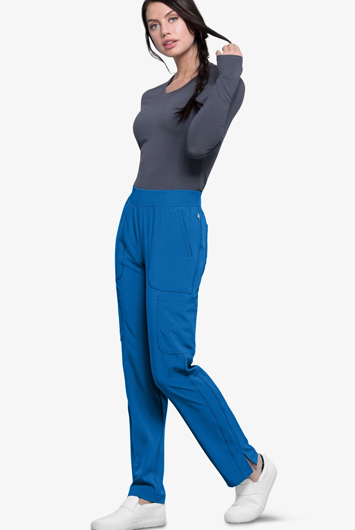 Cherokee Infinity Women's 6-Pocket STRETCH Rib-Knit Waistband Cargo Scrub Pants 2 Cherokee Infinity Women's 6-Pocket STRETCH Rib-Knit Waistband Cargo Scrub Pants - Image 2