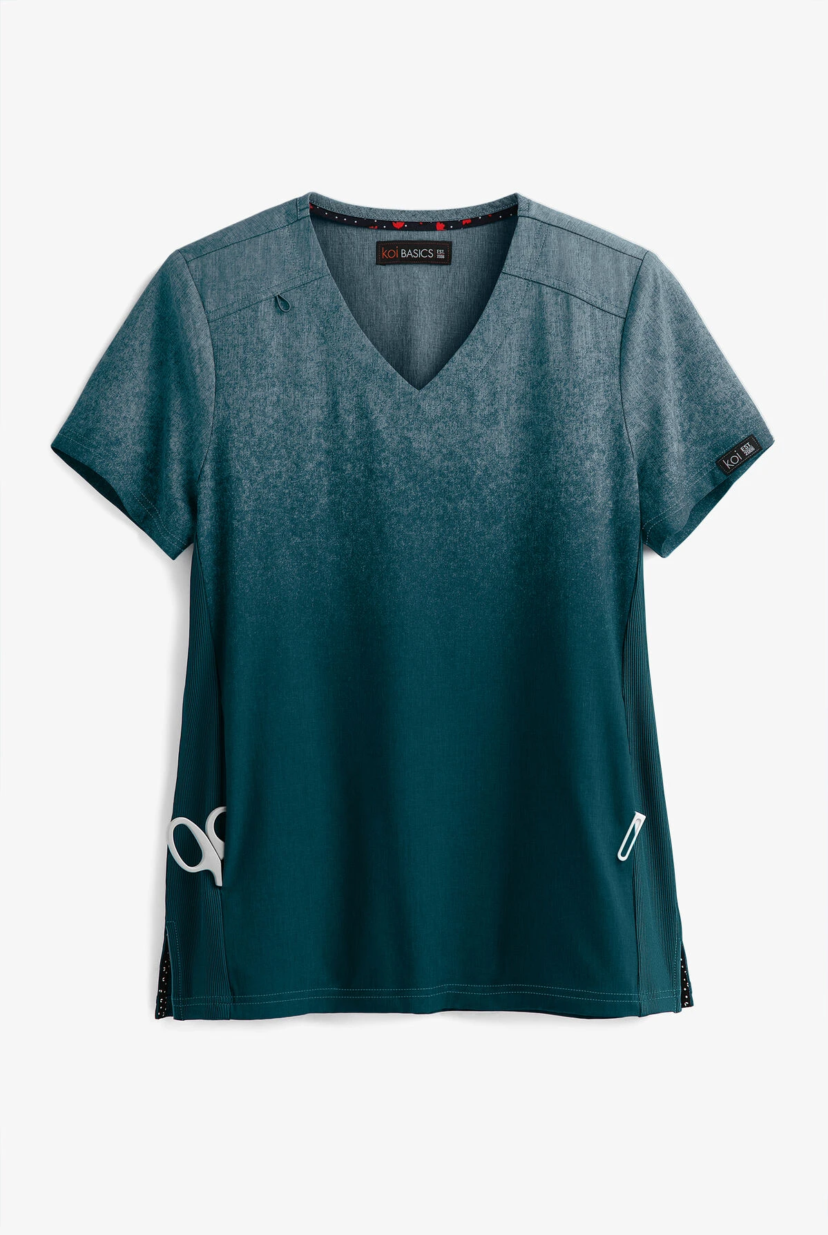 Koi Basics Caribbean Heather Ombre Cali Women's 2-Pocket V-Neck Print Scrub Top 1 Koi Basics Caribbean Heather Ombre Cali Women's 2-Pocket V-Neck Print Scrub Top