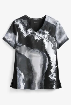 Koi Lite™ Platinum Marble Women's 2-Pocket V-Neck Print Scrub Top