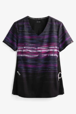 Koi Lite™ Tie Dye Ombre Women's 2-Pocket V-Neck Print Scrub Top