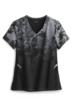 Koi Lite™ Eastern Dreams Platinum Ombre Women's 2-Pocket V-Neck Print Scrub Top