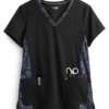 Koi Next Gen Better Than Ever Black Women's 3-Pocket V-Neck Print Scrub Top