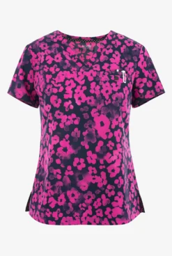 Koi Next Gen Cheetah Azalea Women's 2-Pocket STRETCH V-Neck Print Scrub Top