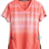 Koi Lite™ Reform Wavy Ombre Coral/ More Pink Women's 2-Pocket V-Neck Print Scrub Top
