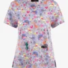Koi Basics Beautiful Day Whimsical Women's 2-Pocket STRETCH V-Neck Print Scrub Top