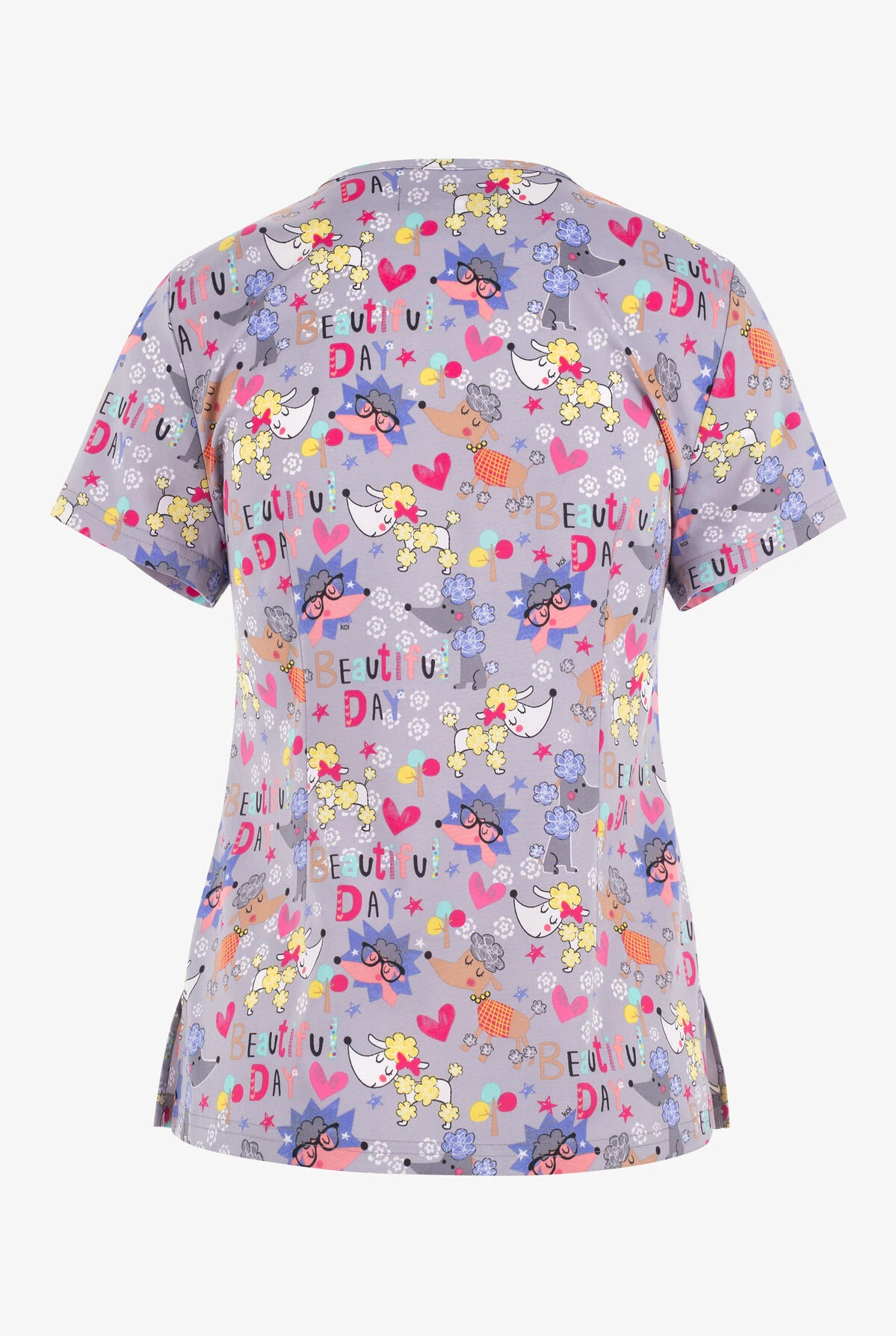 Koi Basics Beautiful Day Whimsical Women's 2-Pocket STRETCH V-Neck Print Scrub Top 2 Koi Basics Beautiful Day Whimsical Women's 2-Pocket STRETCH V-Neck Print Scrub Top - Image 2