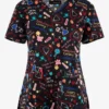 Koi Basics Germ Free Zone Women's 2-Pocket STRETCH V-Neck Print Scrub Top