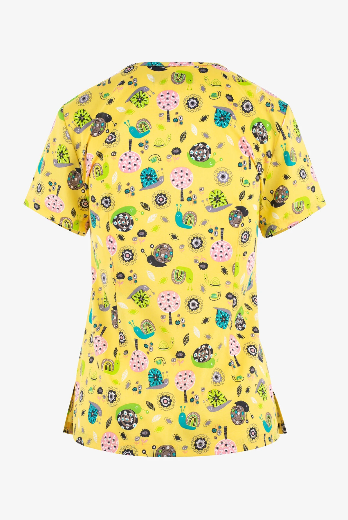 Koi Basics Sunny Snails Women's 2-Pocket STRETCH V-Neck Print Scrub Top 2 Koi Basics Sunny Snails Women's 2-Pocket STRETCH V-Neck Print Scrub Top - Image 2