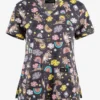 Koi Basics Toof Fairy Cats Women's 2-Pocket STRETCH V-Neck Print Scrub Top