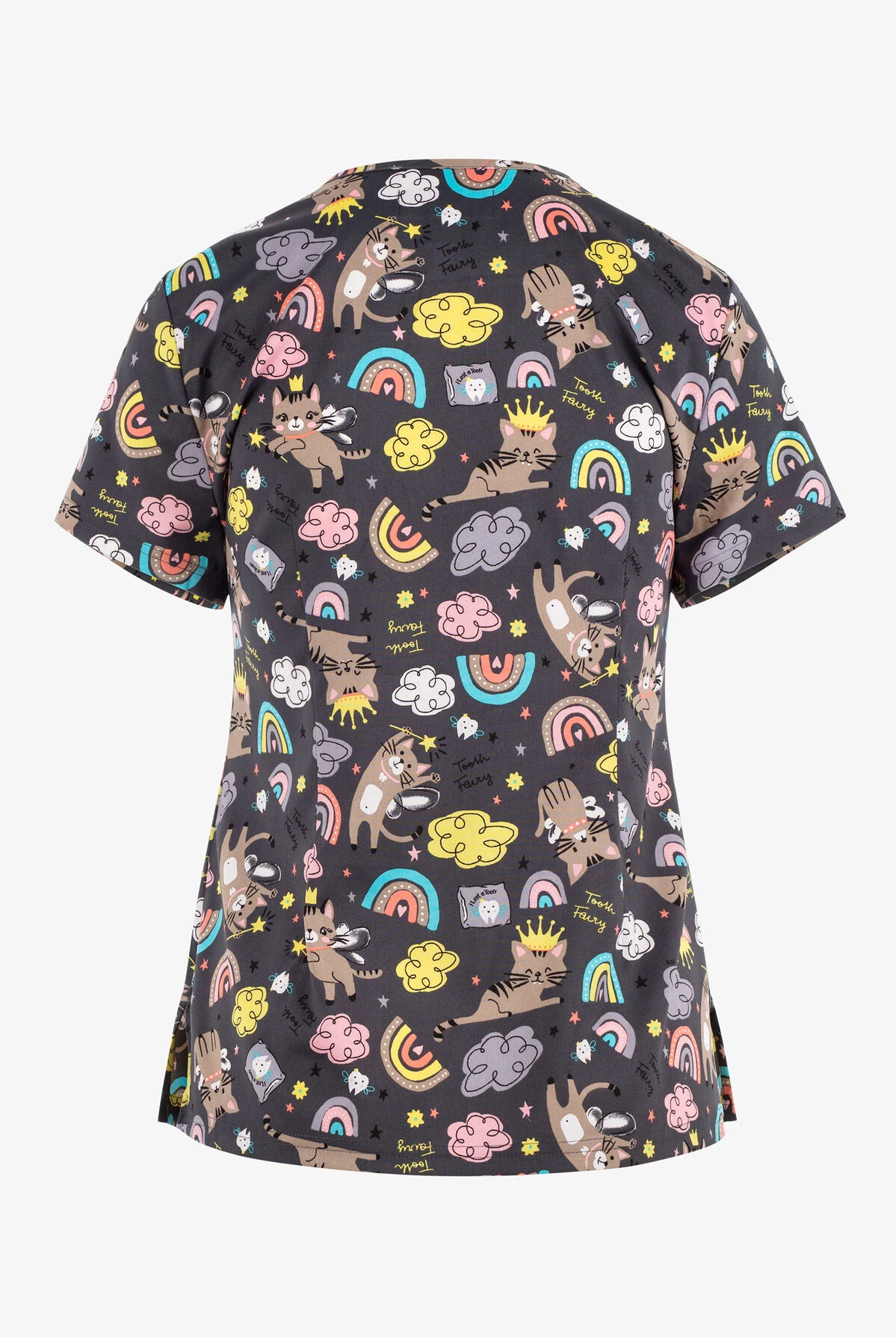 Koi Basics Toof Fairy Cats Women's 2-Pocket STRETCH V-Neck Print Scrub Top 2 Koi Basics Toof Fairy Cats Women's 2-Pocket STRETCH V-Neck Print Scrub Top - Image 2