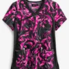 Koi Lite™ Inkblot Pinks Women's 2-Pocket Mock Wrap STRETCH Print Scrub Top