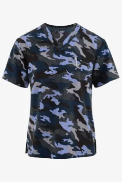Koi Next Gen Heathered Camo Men's 1-Pocket STRETCH V-Neck Print Scrub Top
