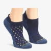 Nurse Mates Navy Dot / Navy Solid Women's 2-Pair Multi-Pack Anklet Socks