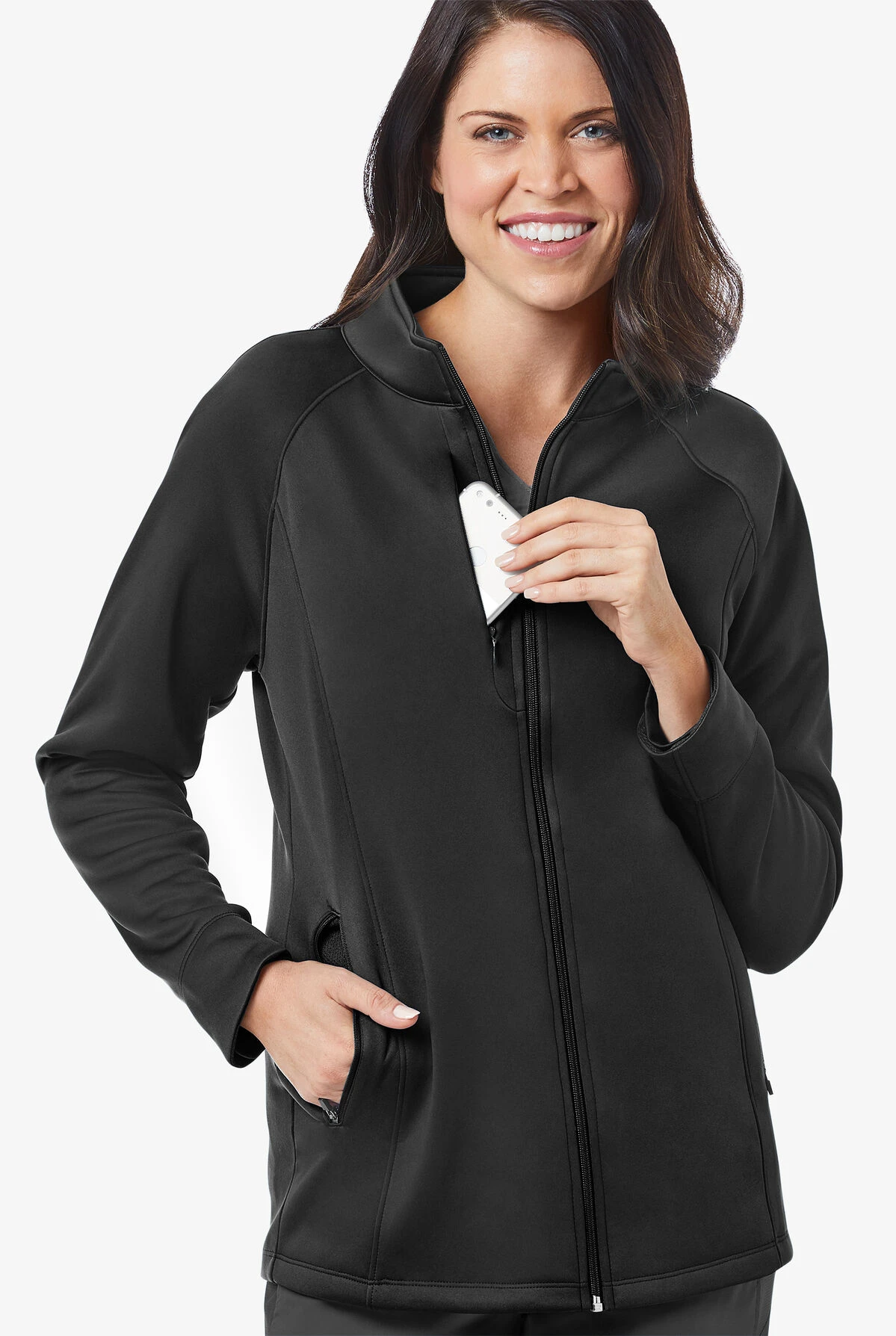 Maevn Blaze Women's 5-Pocket Zip Front Raglan Sleeve Fleece Scrub Jacket 2 Maevn Blaze Women's 5-Pocket Zip Front Raglan Sleeve Fleece Scrub Jacket - Image 2