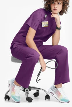 MOVEMENT By Butter-Soft Mira Women's 6-Pocket Wide Leg Scrub Pants -Uniform Store MBS265 EGGPL 4