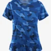 Easy Stretch By Butter-Soft Cloud Camo Navy Women's 2-Pocket Mitered V-Neck Printed Scrub Top