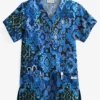 UA Ikat Paradise Black Printed Women's 3-Pocket V-Neck Scrub Top