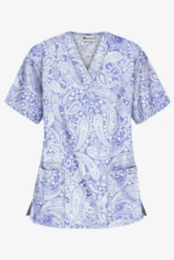 UA Best Buy Enchanting Paisley Ceil Women's 3-Pocket V-Neck Print Scrub Top
