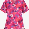 UA Best Buy Floral Beauty Fuchsia Women's 3-Pocket V-Neck Print Scrub Top