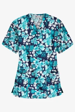 UA Best Buy River Floral Navy Women's 3-Pocket V-Neck Print Scrub Top