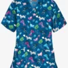 Butter-Soft Walk In The Park Royal Women's 2-Pocket V-Neck Print Scrub Top