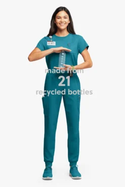 ReSurge Amber Women's Modern 7-Pocket Flat Front Slim Leg Jogger Scrub Pants -Uniform Store RE5516 091123 CARIB 5