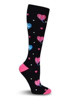 Think Medical Stethoscopes And Hearts Women's 10-14 MmHg Wide Light Compression Socks