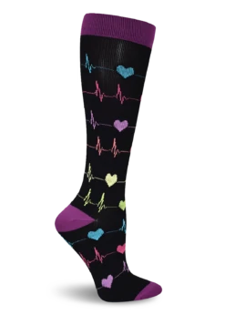 Think Medical Heart EKG Women's 10-14 MmHg Wide Light Compression Socks