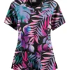 Butter-Soft Originals Aloha Breeze Women's 3-Pocket Criss Cross Printed Scrub Top 