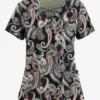 Easy STRETCH By Butter-Soft™ Kashmir Paisley Women's 4-Pocket Lace Up V-Neck Printed Scrub Top
