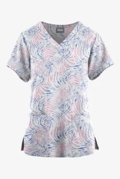 Butter-Soft Originals Abstract Zebra Women's 4-Pocket Rounded V-Neck Printed Scrub Top