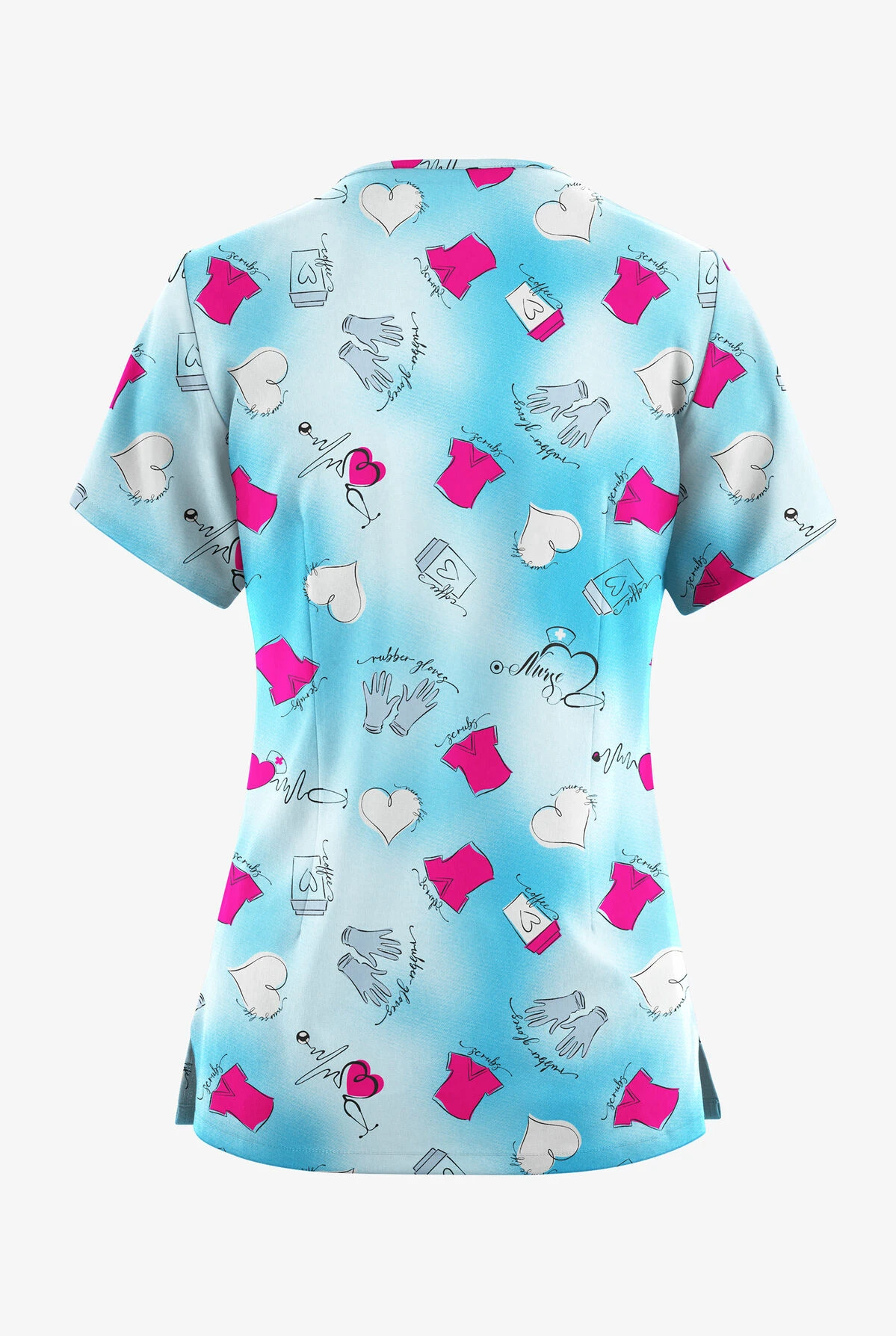 Butter-Soft Originals Healing Hearts Morning Dew Women's 4-Pocket Rounded V-Neck Printed Scrub Top 2 Butter-Soft Originals Healing Hearts Morning Dew Women's 4-Pocket Rounded V-Neck Printed Scrub Top - Image 2