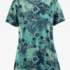 UA Butter-Soft STRETCH Mixed Medallion Navy Women’s 4-Pocket Notch-Neck Print Scrub Top