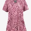 UA Butter-Soft STRETCH Summer Animal Wine Women’s 4-Pocket Notch-Neck Printed Scrub Top