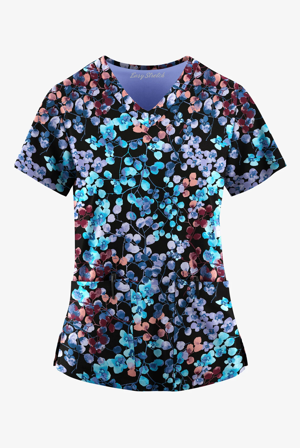 Easy STRETCH By Butter-Soft™ Floral Blossoms Women's 2-Pocket Mitered V-Neck Printed Scrub Top 1 Easy STRETCH By Butter-Soft™ Floral Blossoms Women's 2-Pocket Mitered V-Neck Printed Scrub Top