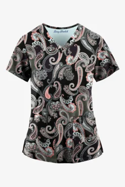 Easy STRETCH By Butter-Soft™ Kashmir Paisley Women's 2-Pocket Mitered V-Neck Printed Scrub Top