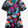 Easy STRETCH By Butter-Soft™ Sweet Blossoms Women's 2-Pocket Mitered V-Neck Printed Scrub Top