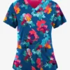 Easy STRETCH By Butter-Soft™ Sweet Blossoms Royal Women's 2-Pocket Mitered V-Neck Printed Scrub Top