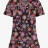 Butter-Soft Dazzling Snowflakes Women's 1-Pocket V-Neck Tuck-In Print Scrub Top