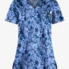 Butter-Soft Exotic Garden Royal Women's 1-Pocket V-Neck Tuck-In Print Scrub Top