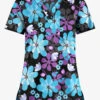 UA Butter-Soft STRETCH Fantasy Flora Black Printed Women's 1-Pocket V-Neck Tuck-In Scrub Top