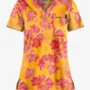UA Butter-Soft STRETCH Garden Lilies Pineapple Women's 1-Pocket V-Neck Print Scrub Top