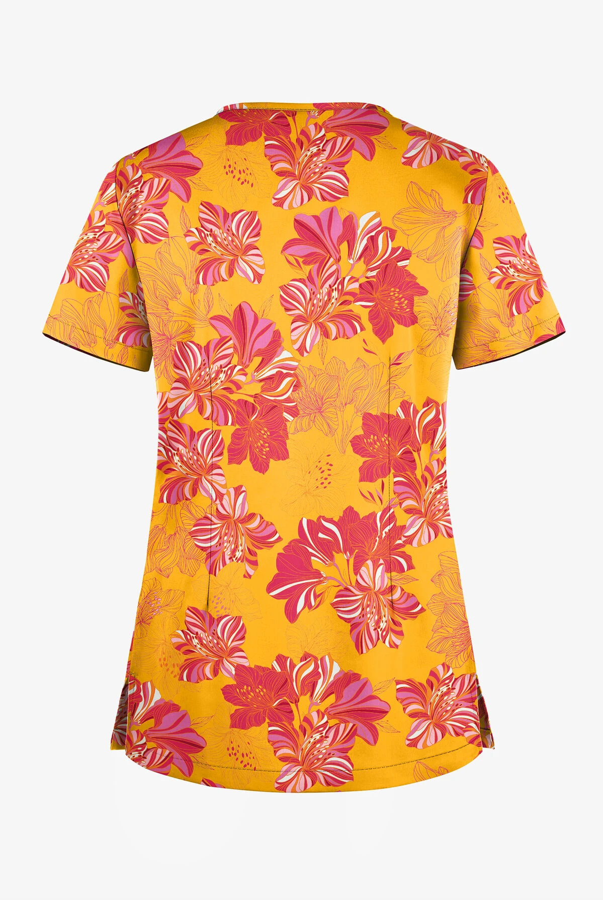 UA Butter-Soft STRETCH Garden Lilies Pineapple Women's 1-Pocket V-Neck Print Scrub Top 2 UA Butter-Soft STRETCH Garden Lilies Pineapple Women's 1-Pocket V-Neck Print Scrub Top - Image 2