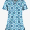 UA Butter-Soft STRETCH Splash Of Geo Aqua Moon Women's 1-Pocket V-Neck Print Scrub Top